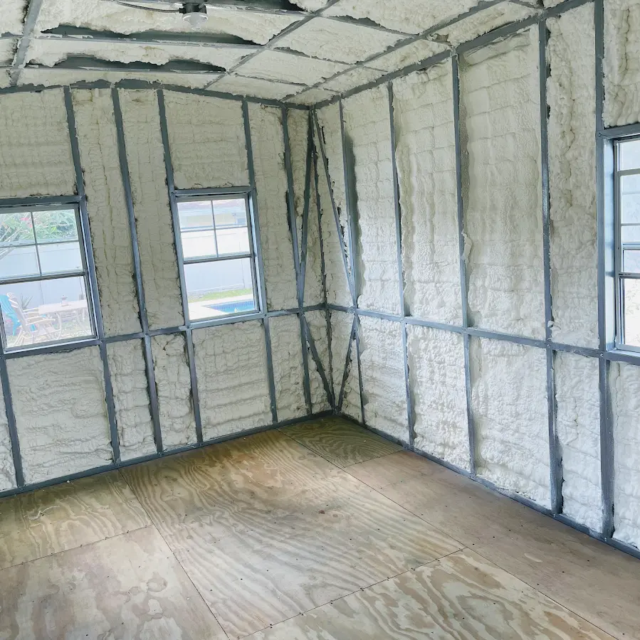 Closed-cell spray foam insulation applied to wall cavities in a residential project in Hillsboro